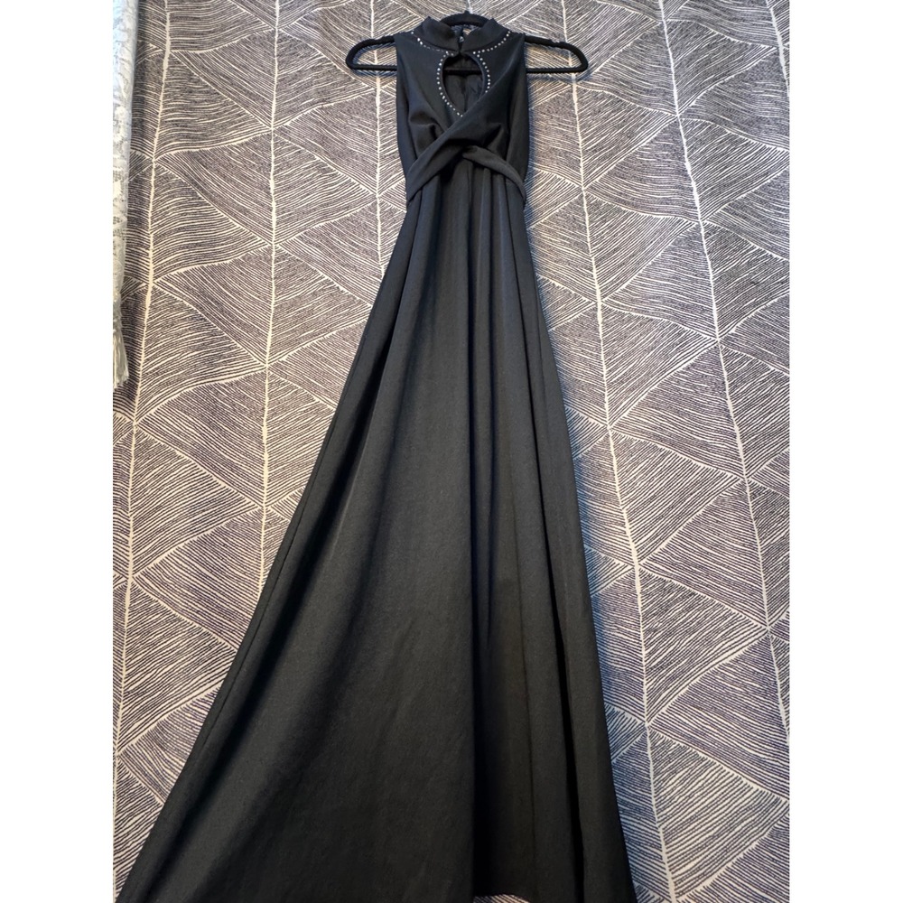Vintage Montgomery Ward Black‎ Maxi Disco Dress Sz S/M